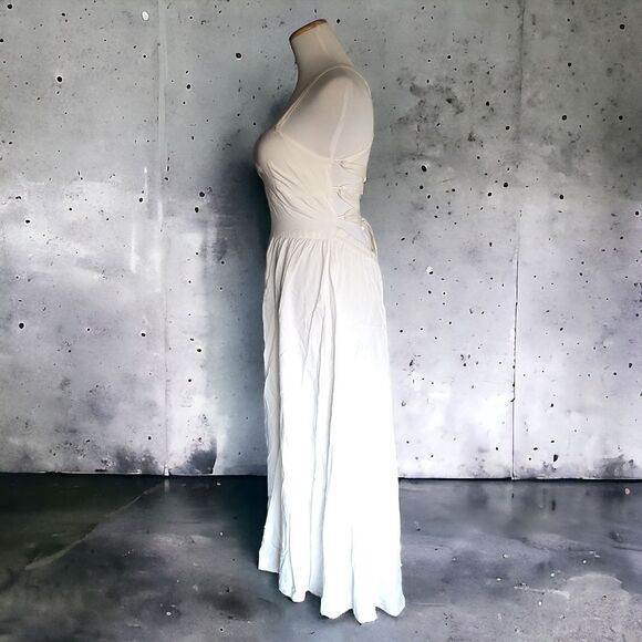 Newport News Boho White Tie Back Dress Light Weight Summer Style Womens 8 - Picture 2 of 13